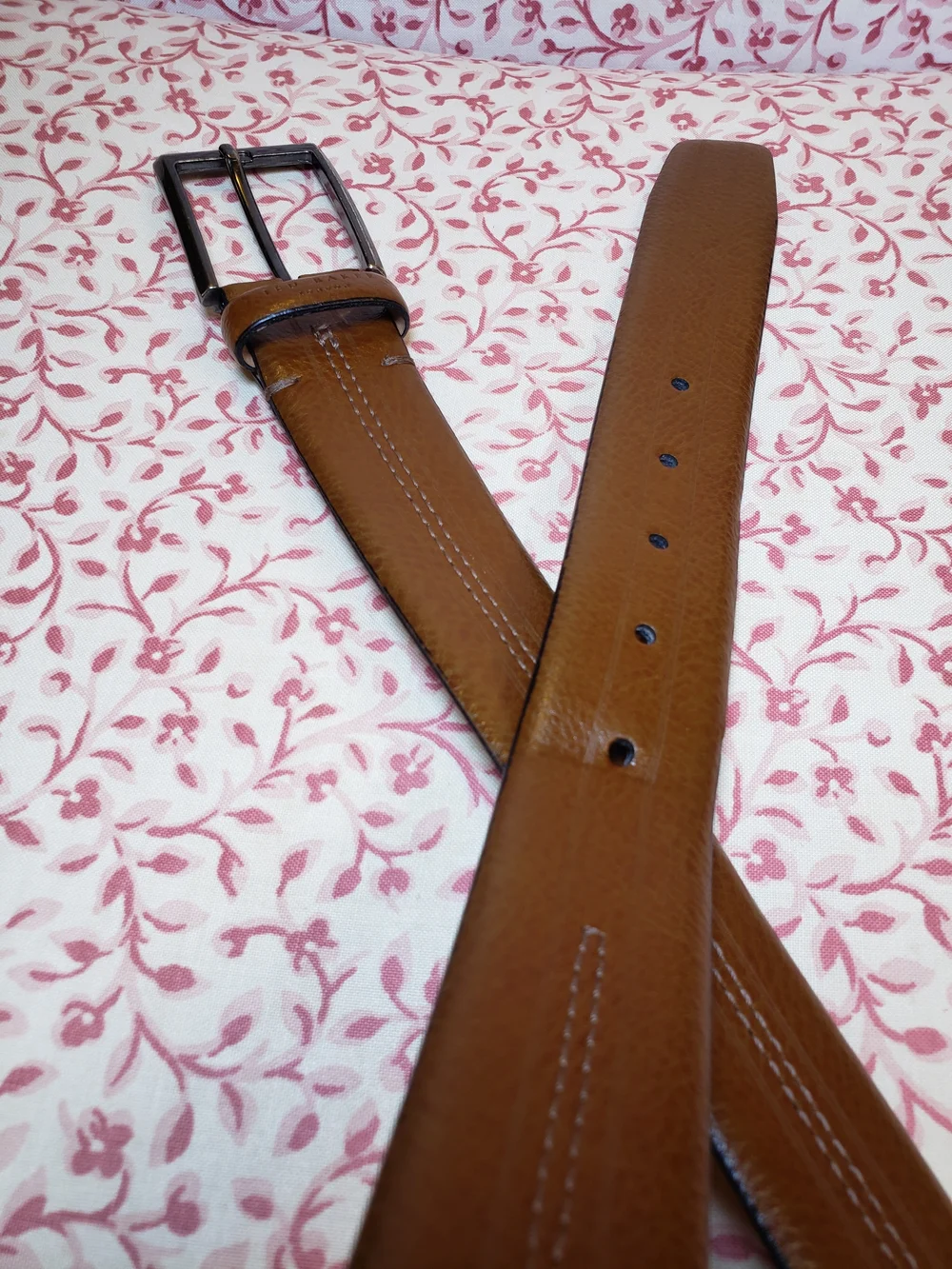 Ted Baker London Light Brown Leather Belt with Contrast Stitching